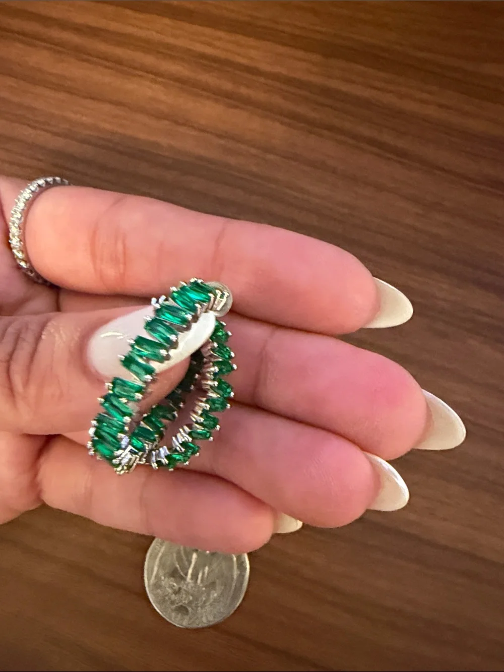Green Crystal Hoop Earrings - Elegant Women's Jewelry